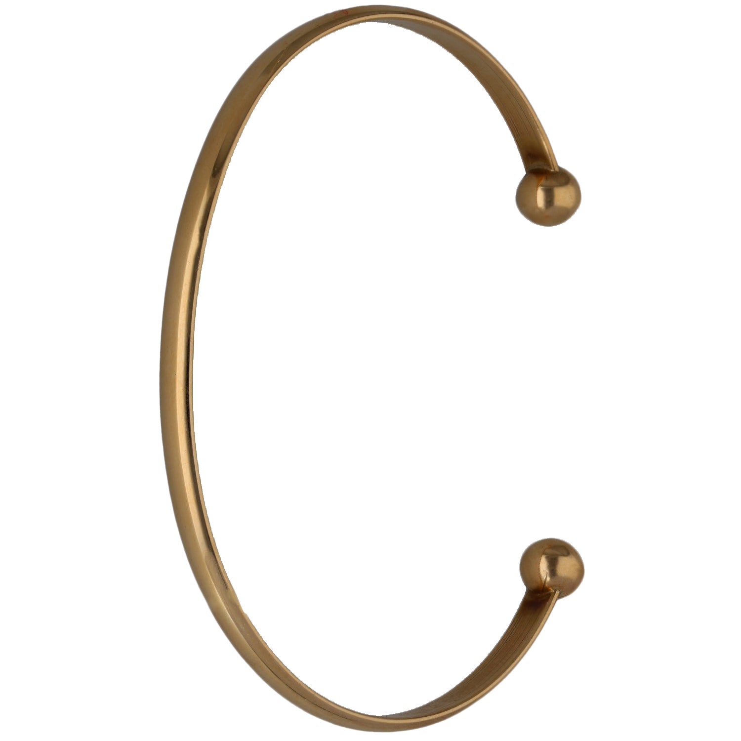 9ct gold torque bangle with smooth oval hoop and round ball end details