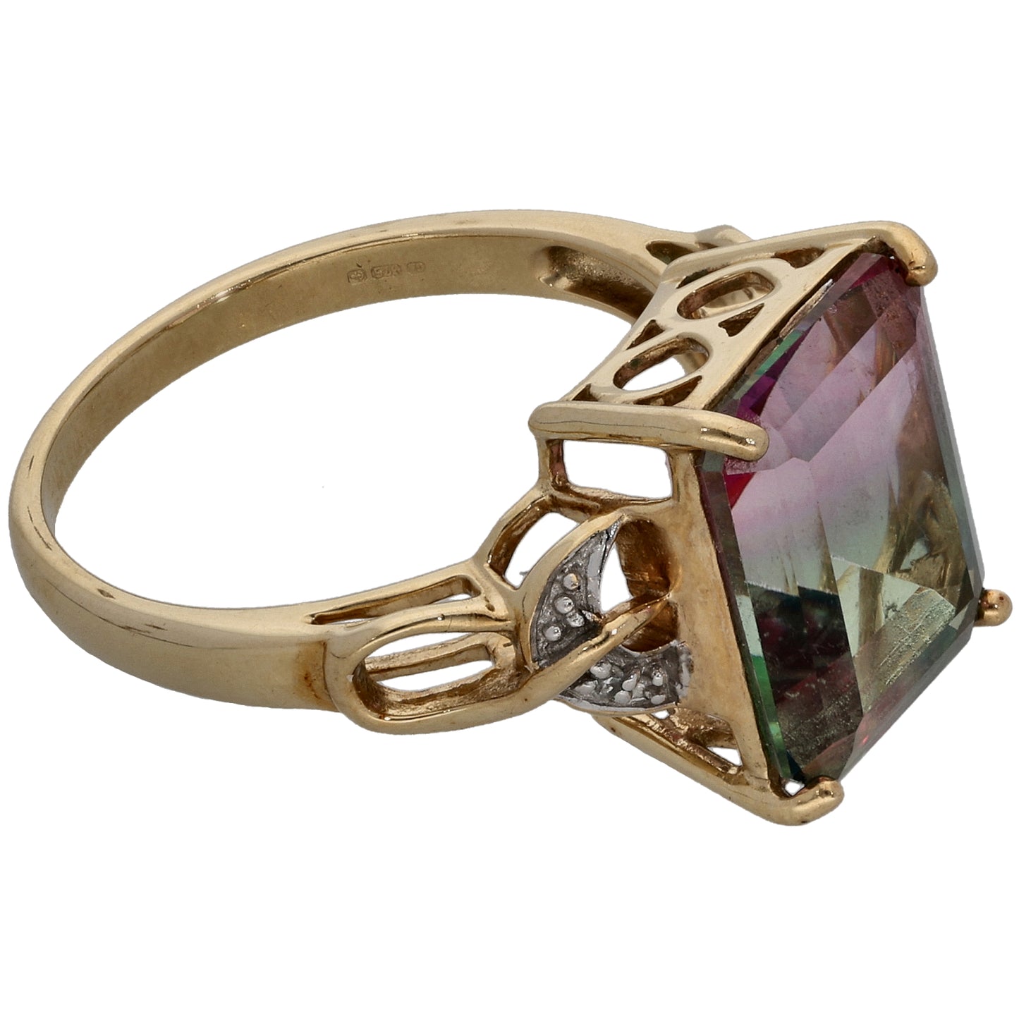 9ct Gold Coated Topaz & 0.01ct Diamond Dress/Cocktail Ring Size N