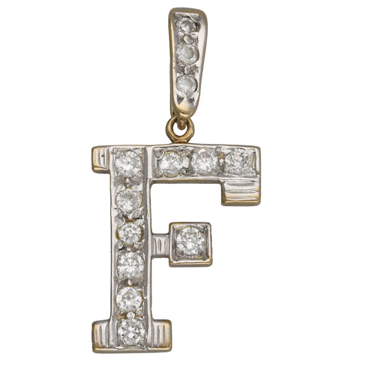 9ct Gold Cubic Zirconia Initial 'F' Pendant