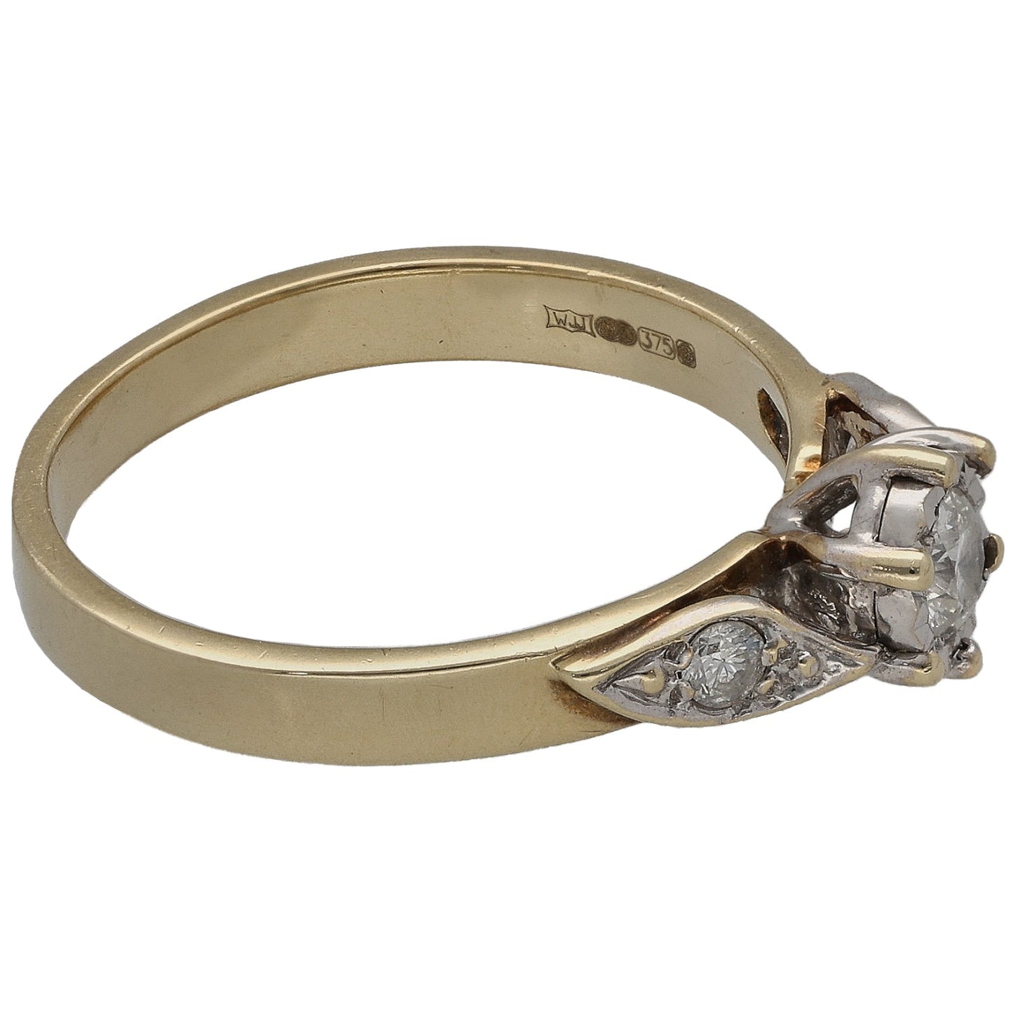 9ct Gold 0.25ct Diamond Trilogy Ring Size O