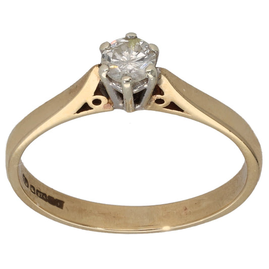 9ct Gold 0.20ct Diamond Solitaire Ring Size M