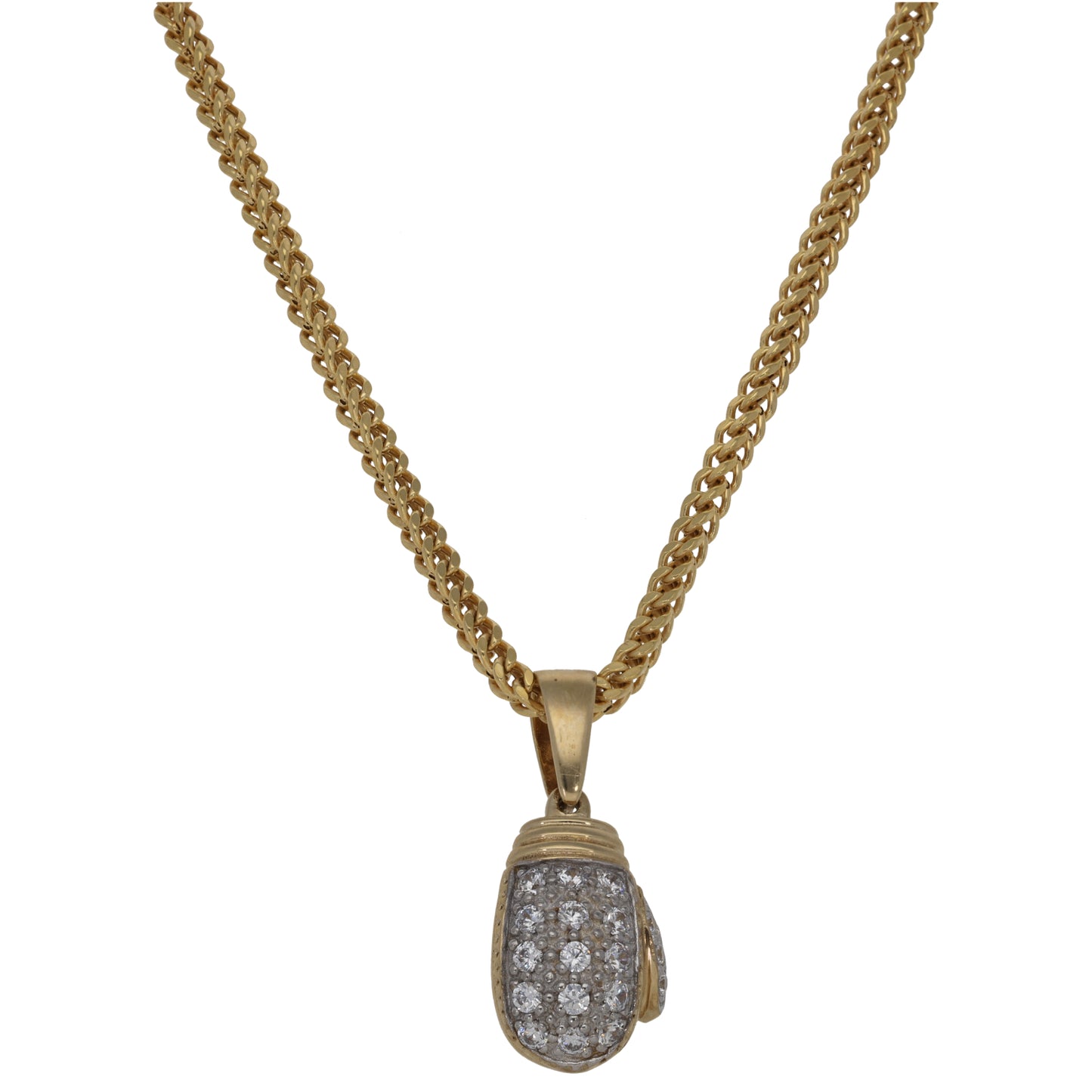 9ct Gold Cubic Zirconia Boxing Glove Pendant With Chain