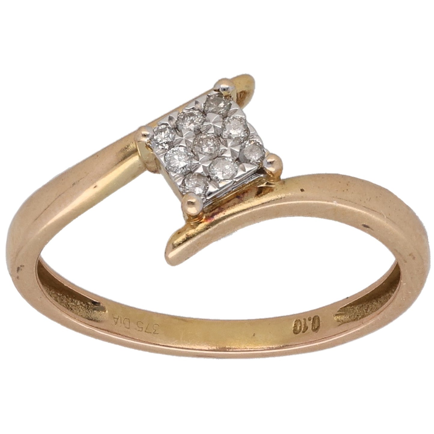 9ct Gold 0.09ct Diamond Dress/Cocktail Ring Size O