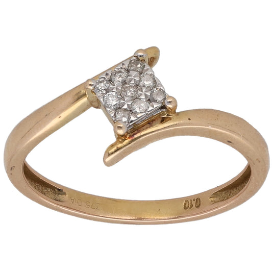 9ct Gold 0.09ct Diamond Dress/Cocktail Ring Size O