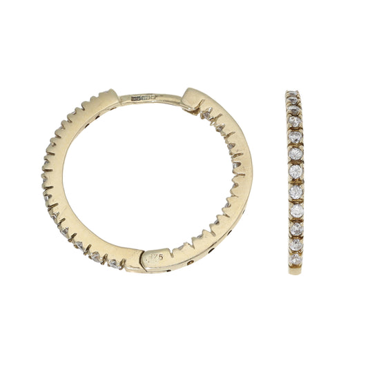 9ct Gold Cubic Zirconia Hoop Earrings