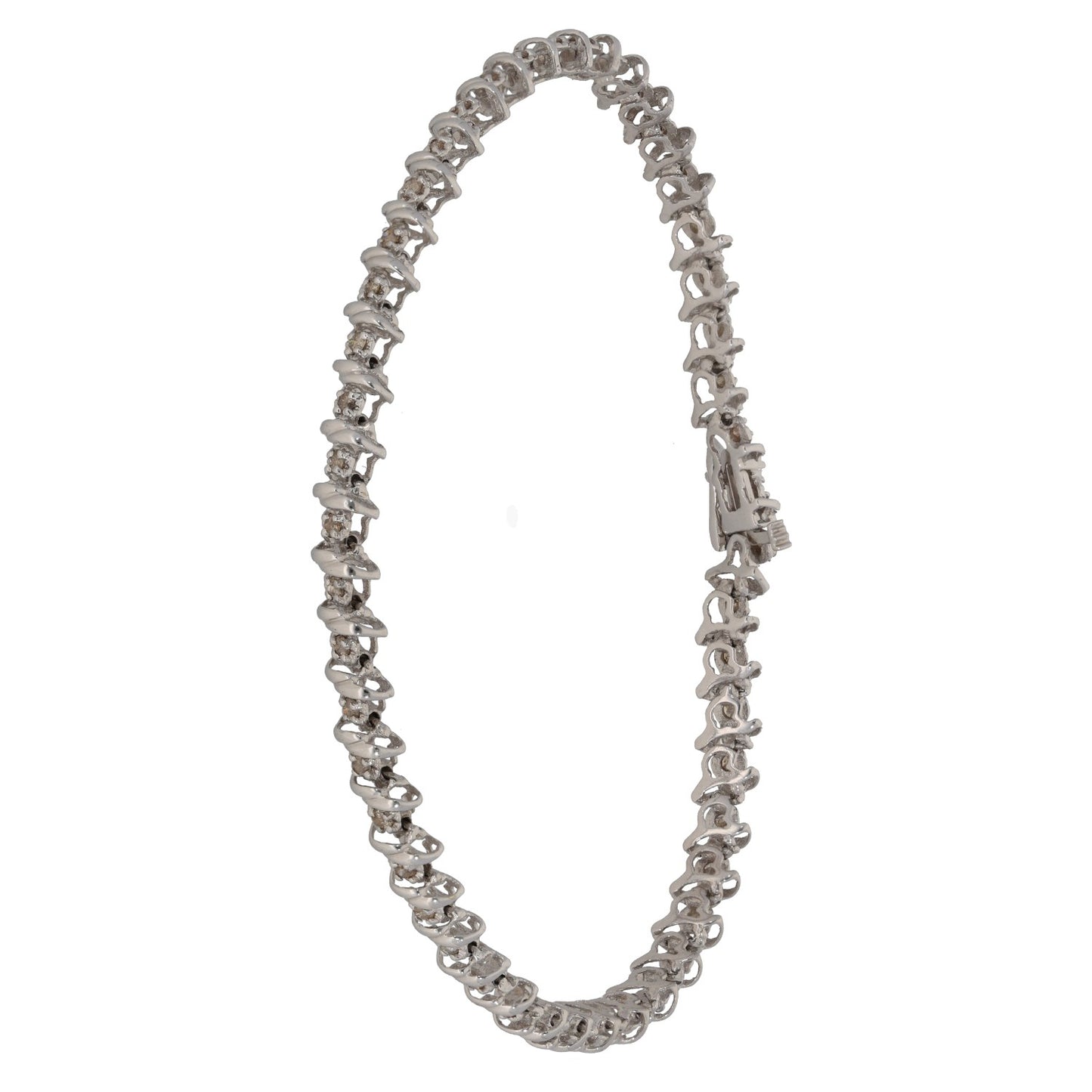 9ct White Gold 0.94ct Diamond Fancy Stone Set Bracelet