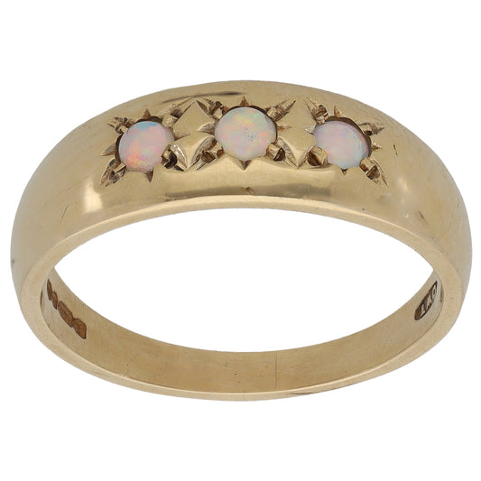 9ct Gold Opal Trilogy Ring Size N