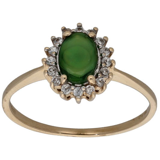 9ct Gold Opal & Cubic Zirconia Dress/Cocktail Ring Size P