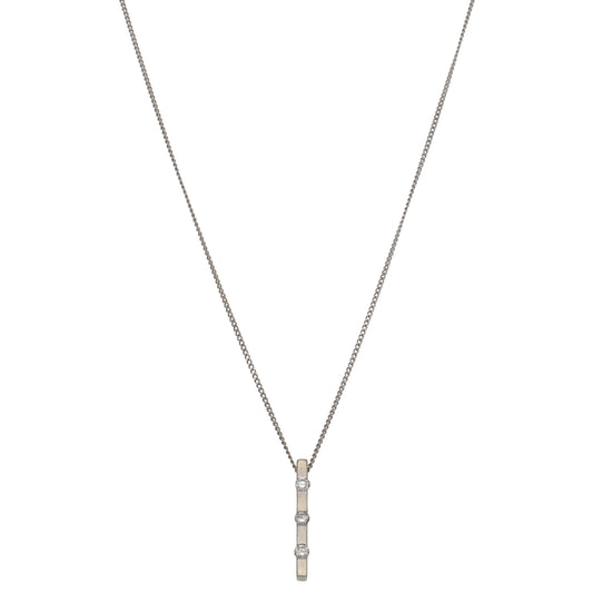 9ct White Gold 0.15ct Diamond Three Stone Pendant With Chain