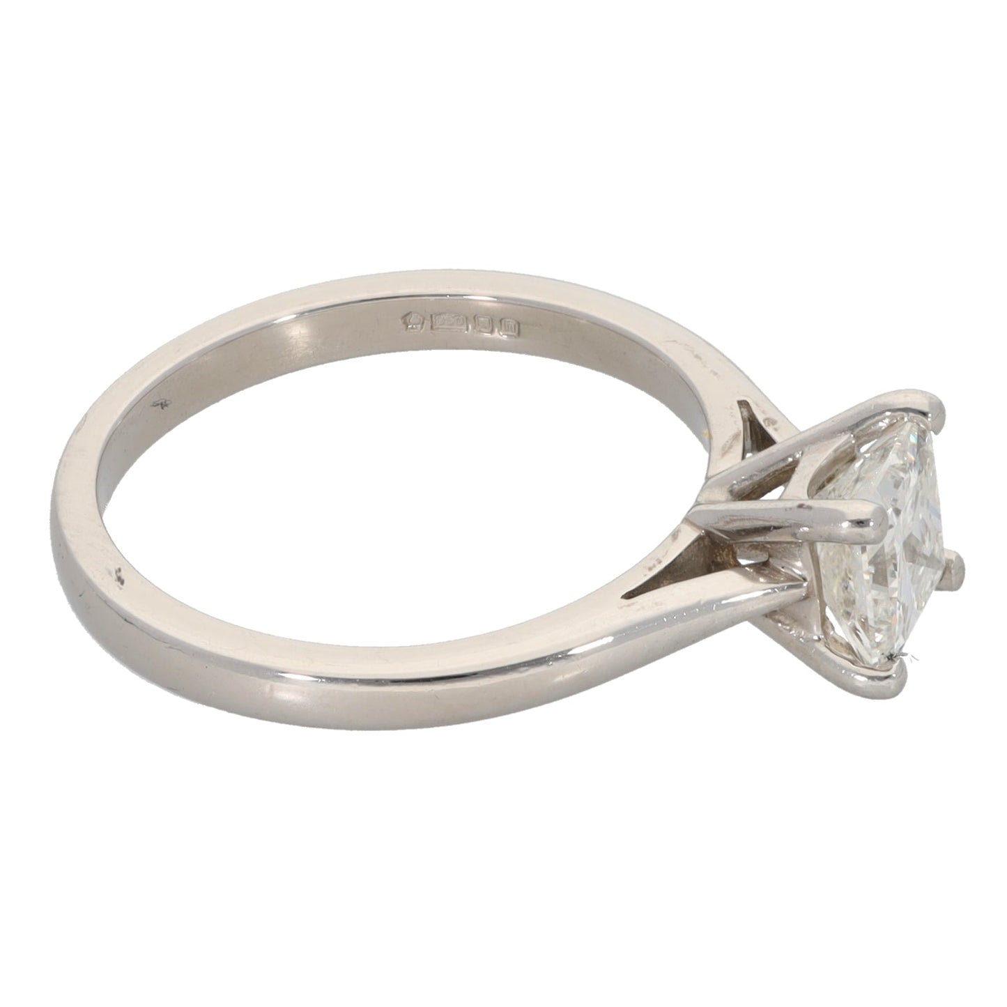 Platinum Ladies Solitaire Ring Size N