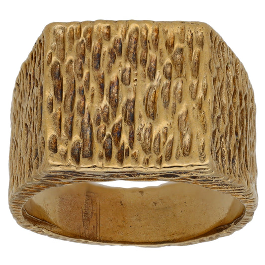 9ct Gold Patterned Signet Ring Size P