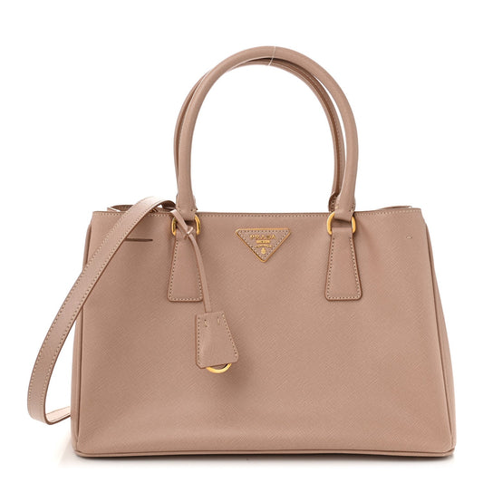 Prada Galleria Medium Tote Saffiano Lux Leather Bag - Cammeo