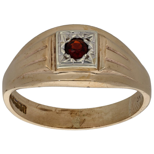9ct Gold Garnet Single Stone Ring Size W