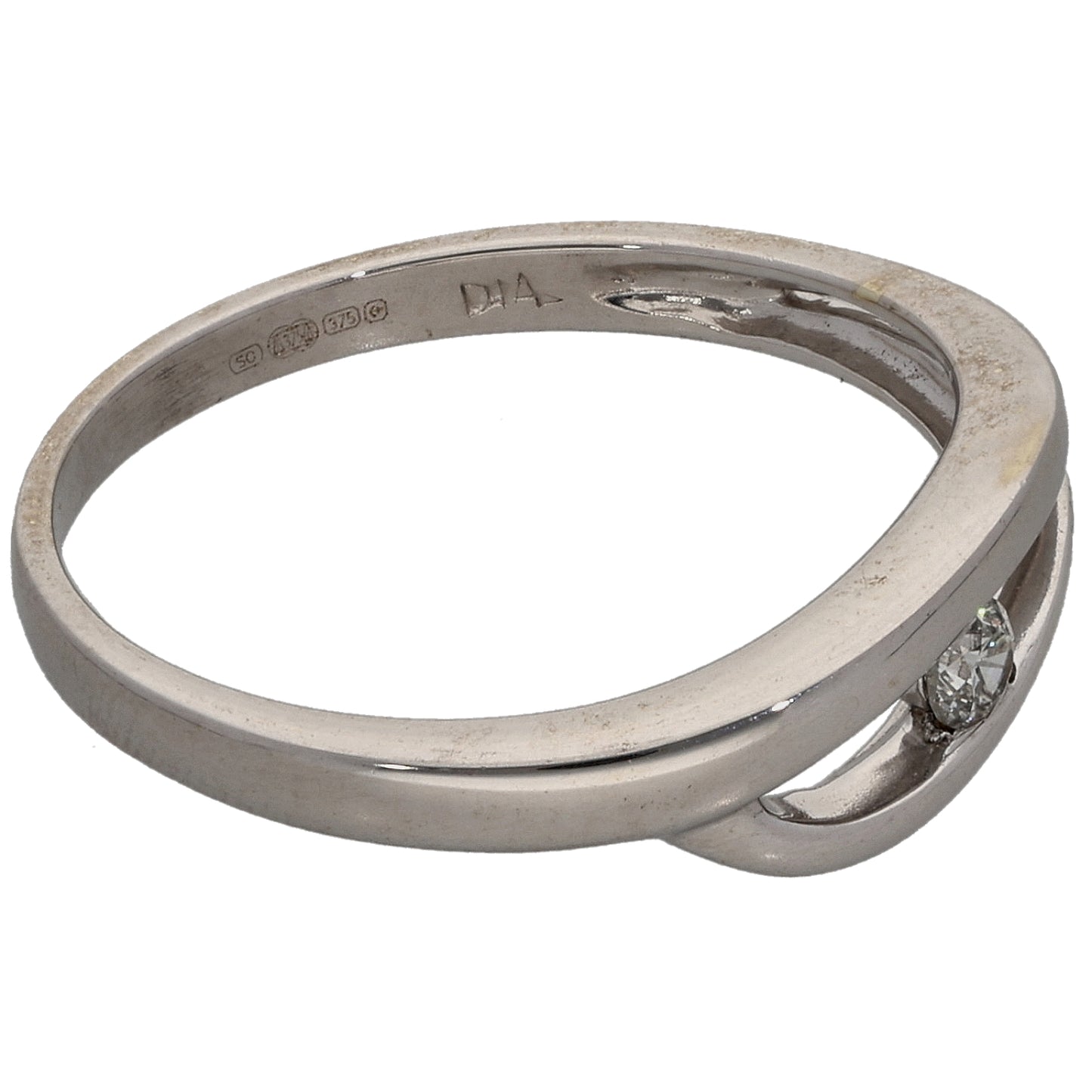 9ct Gold 0.05ct Diamond Solitaire Ring Size L