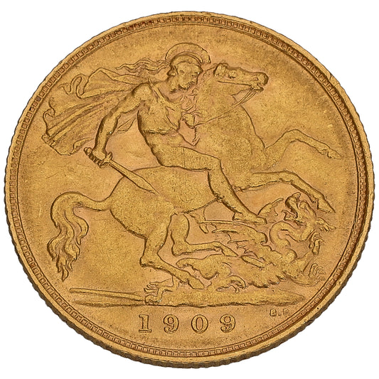 22ct Gold King Edward VII Half Sovereign Coin 1909