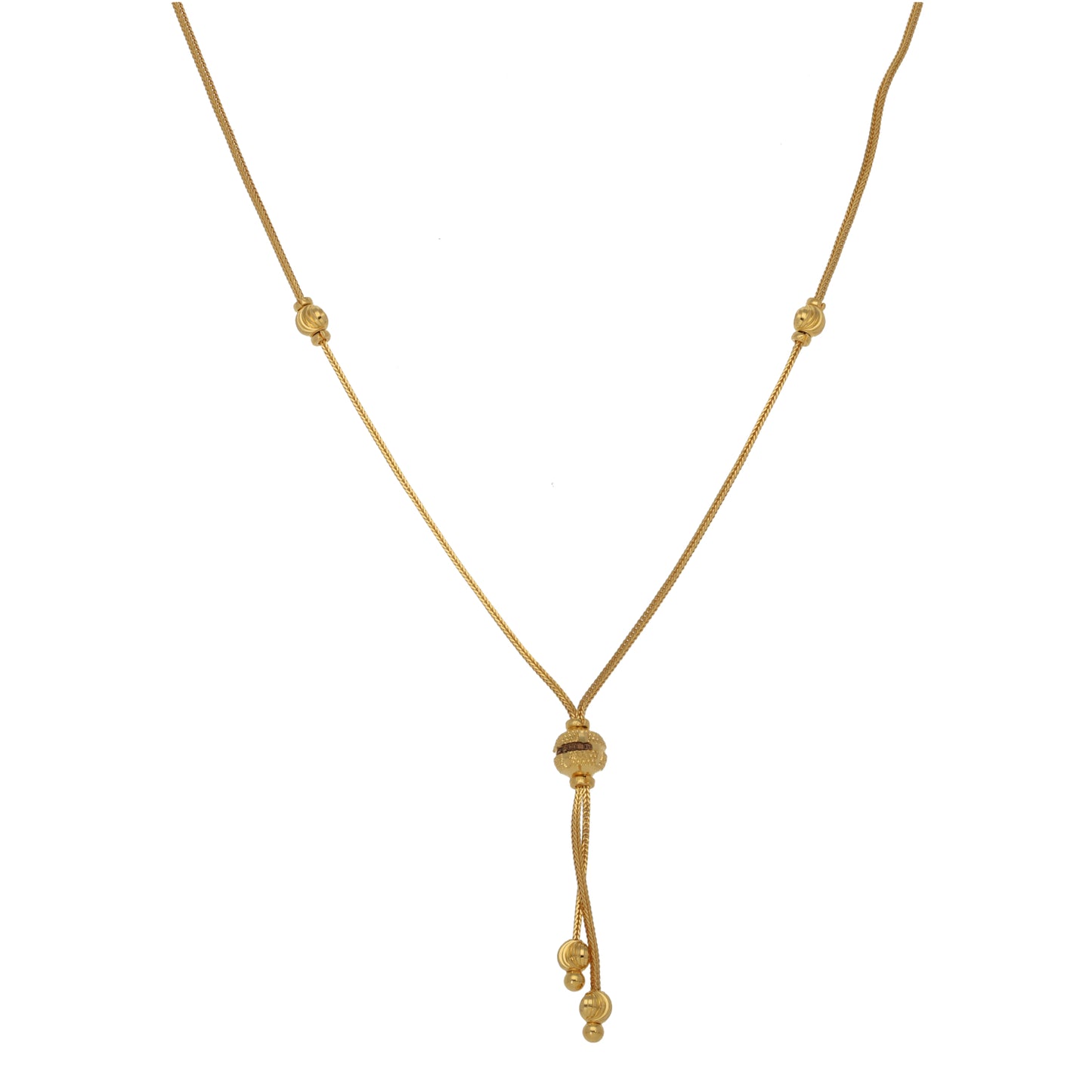 New 22ct Gold Bead Dangle Necklace 18"