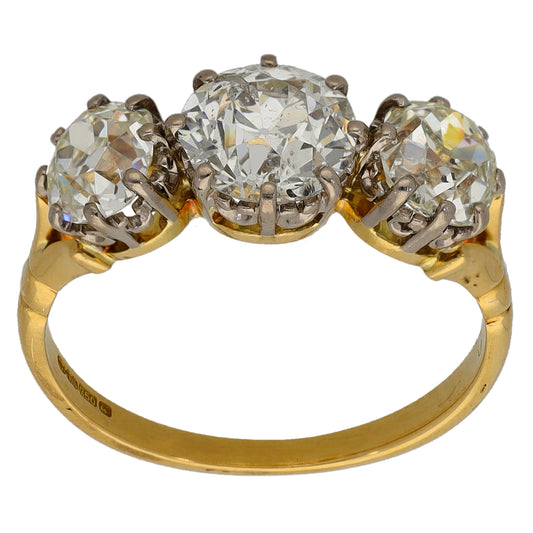 18ct Gold 0.62ct Diamond Trilogy Ring Size N