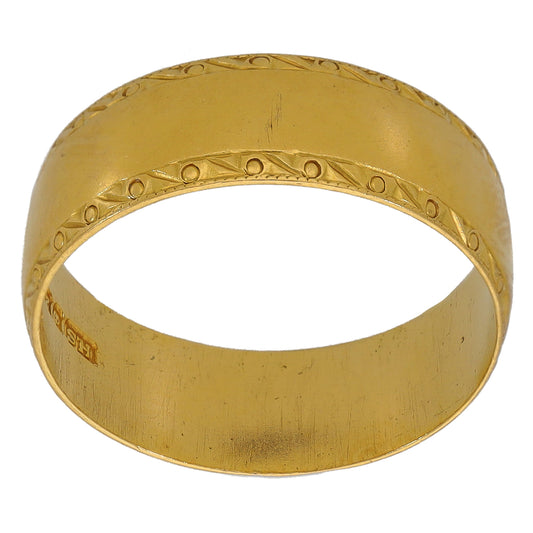22ct Gold Patterned Wedding Ring Size Q
