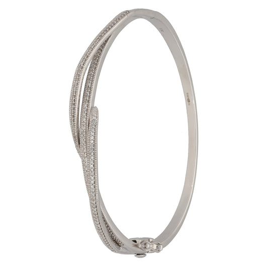 9ct White Gold 0.65ct Diamond Hinged/Clasp Bangle