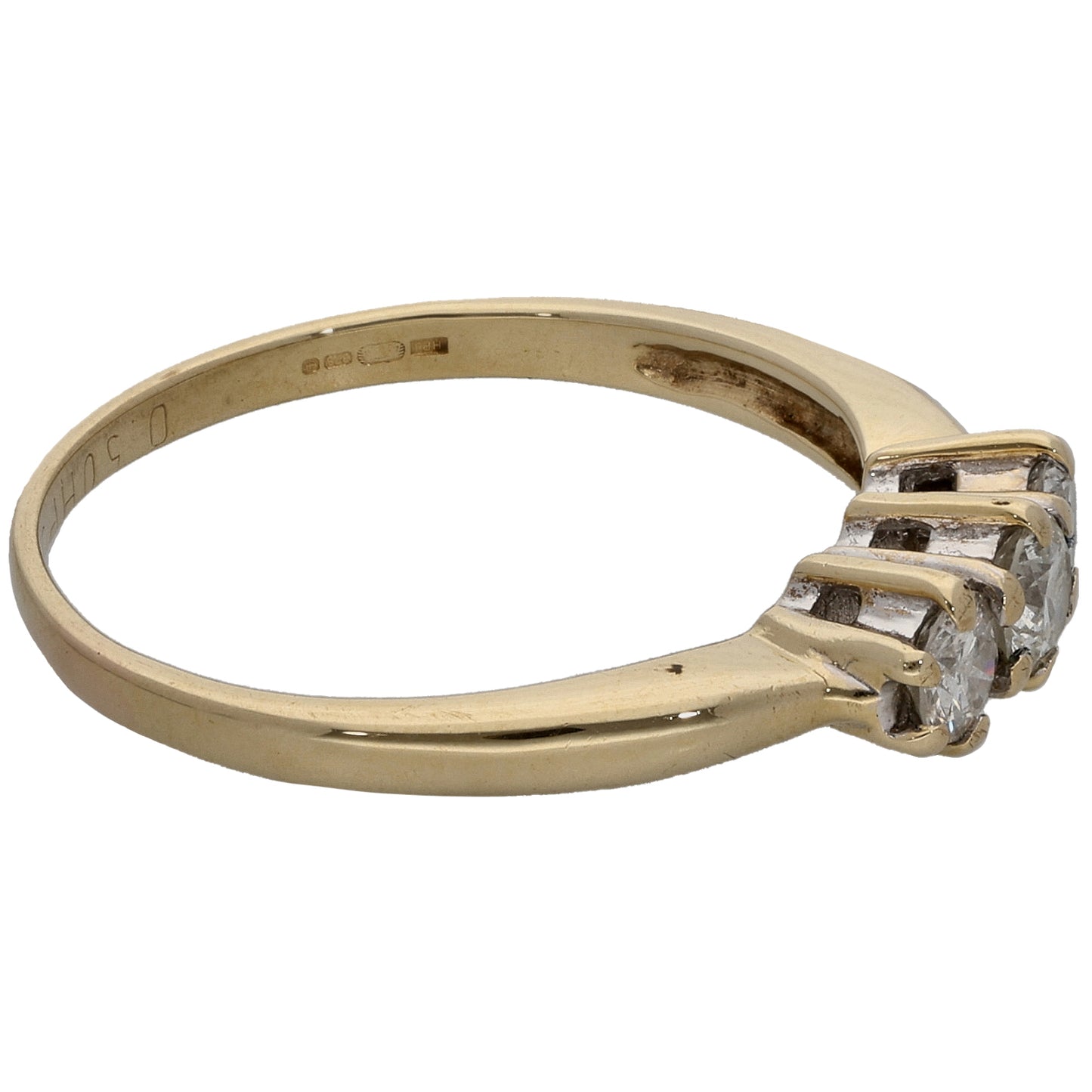9ct Gold 0.50ct Diamond Trilogy Ring Size P