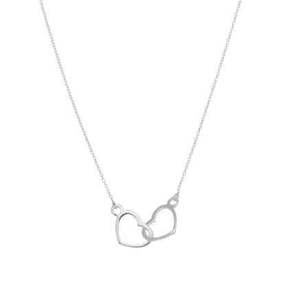 Silver Sterling Double Heart Necklace 16"