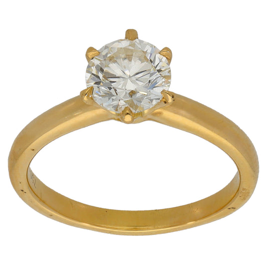 18ct Gold 1.00ct Diamond Solitaire Ring Size K
