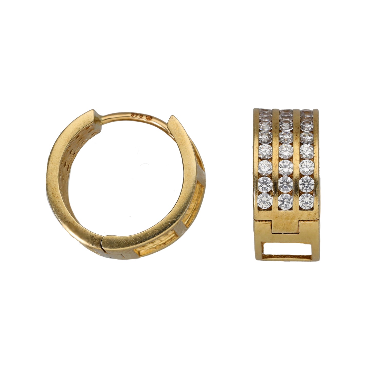 9ct Gold Cubic Zirconia Hoop Earrings