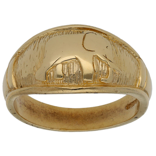 9ct Gold Elephant Ring Size N