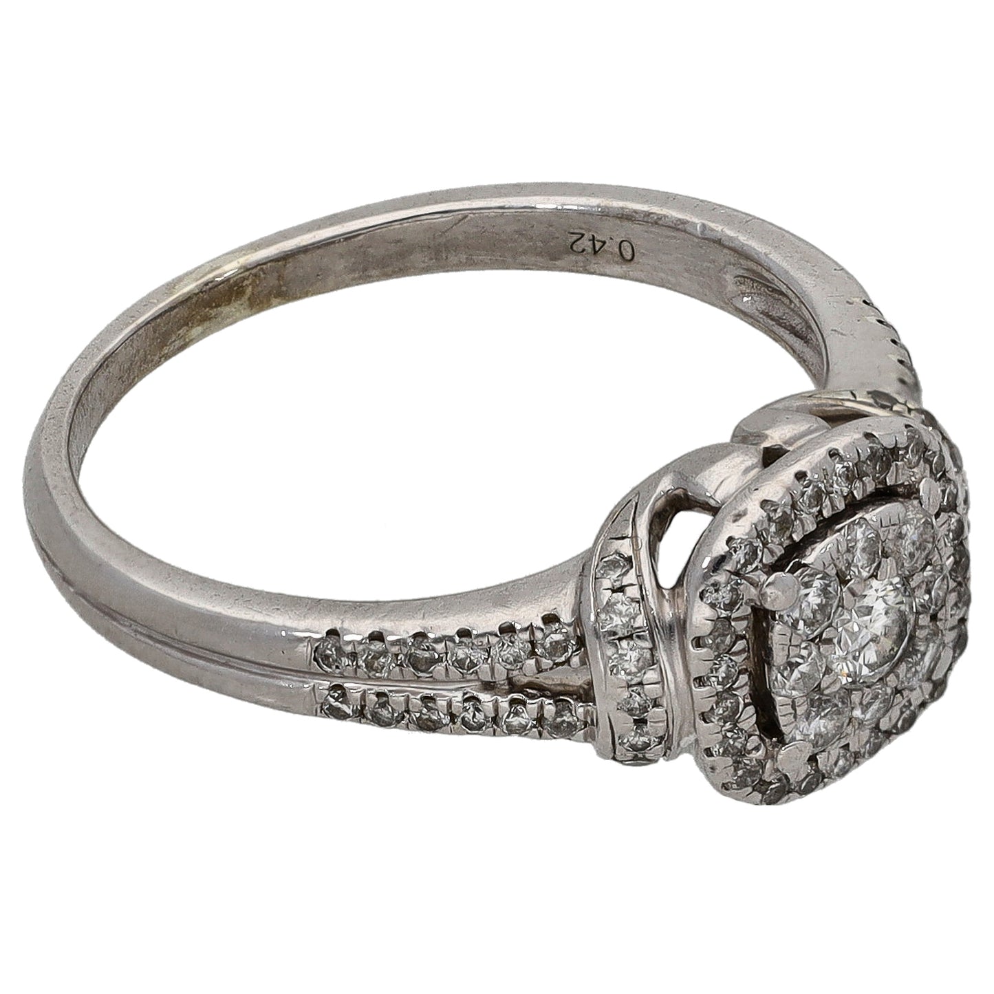 9ct White Gold 0.42ct Diamond Dress/Cocktail Ring Size M