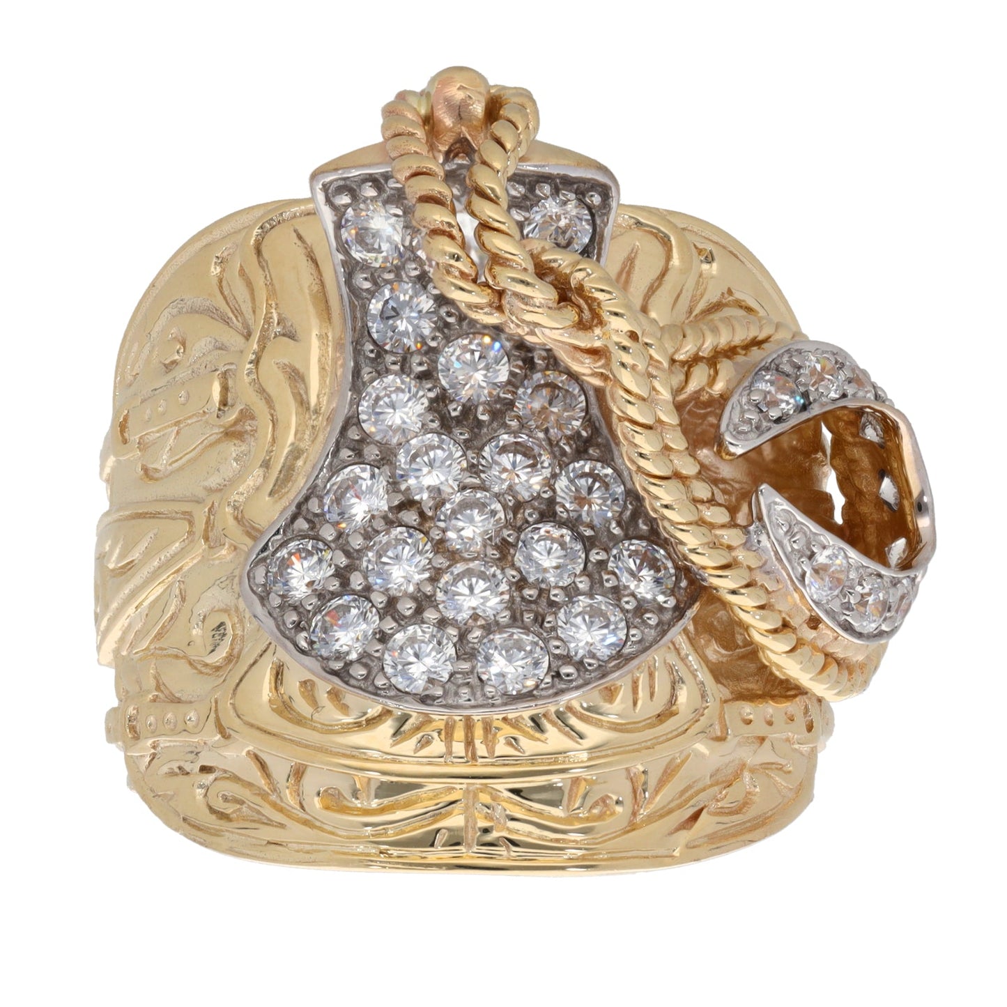 9ct Gold Cubic Zirconia Saddle Ring