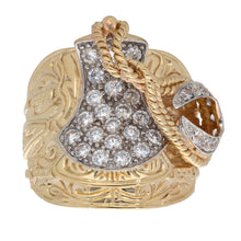 Load image into Gallery viewer, 9ct Gold Cubic Zirconia Saddle Ring
