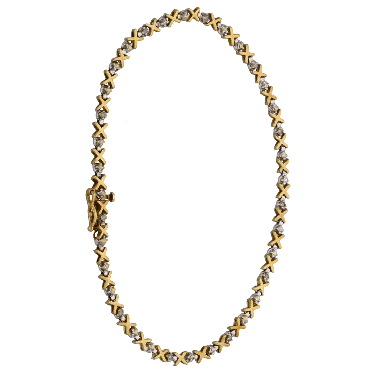 9ct Gold 0.11ct Round Diamond Fancy Stone Set Bracelet