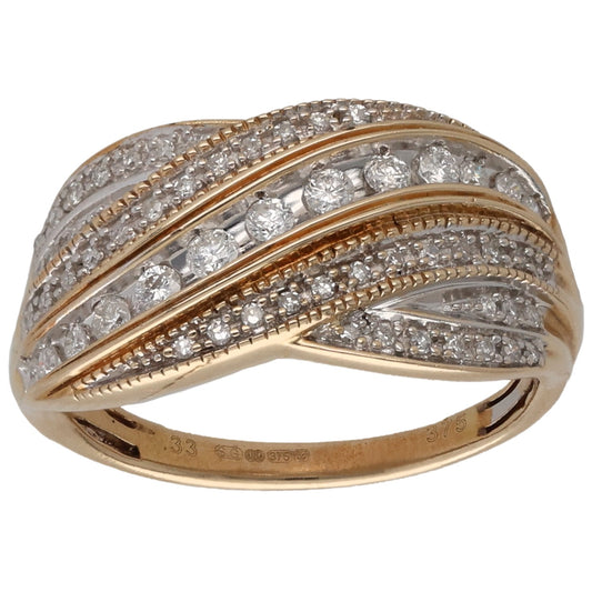 9ct Gold 0.43ct Diamond Dress/Cocktail Ring Size M