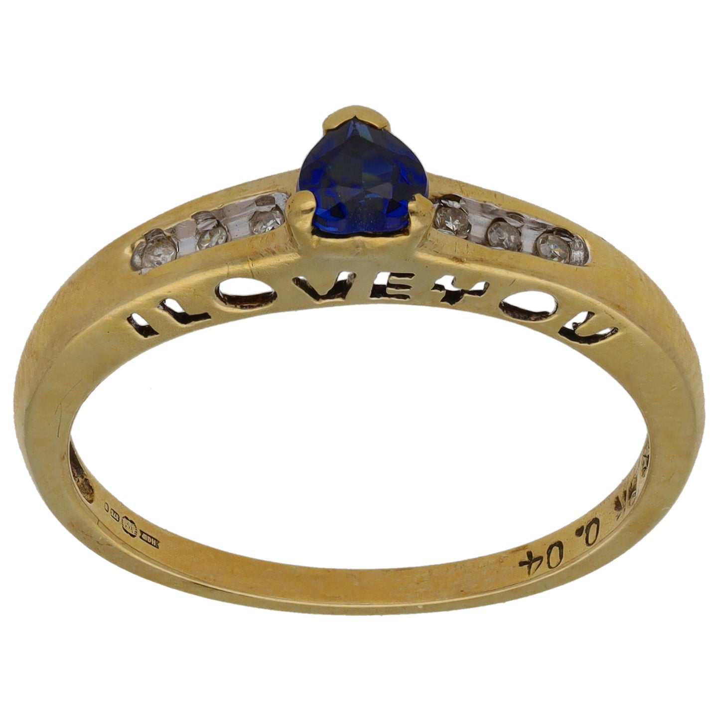 9ct Gold Sapphire & 0.03ct Diamond Dress/Cocktail Ring Size P