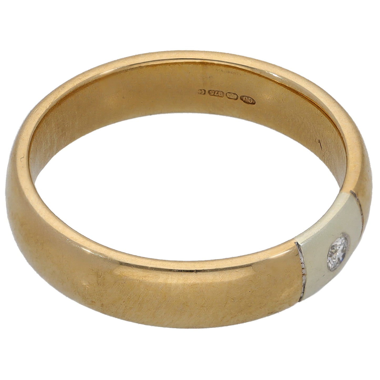 9ct Bicolour Gold 0.07ct Diamond Single Stone Wedding Ring Size T