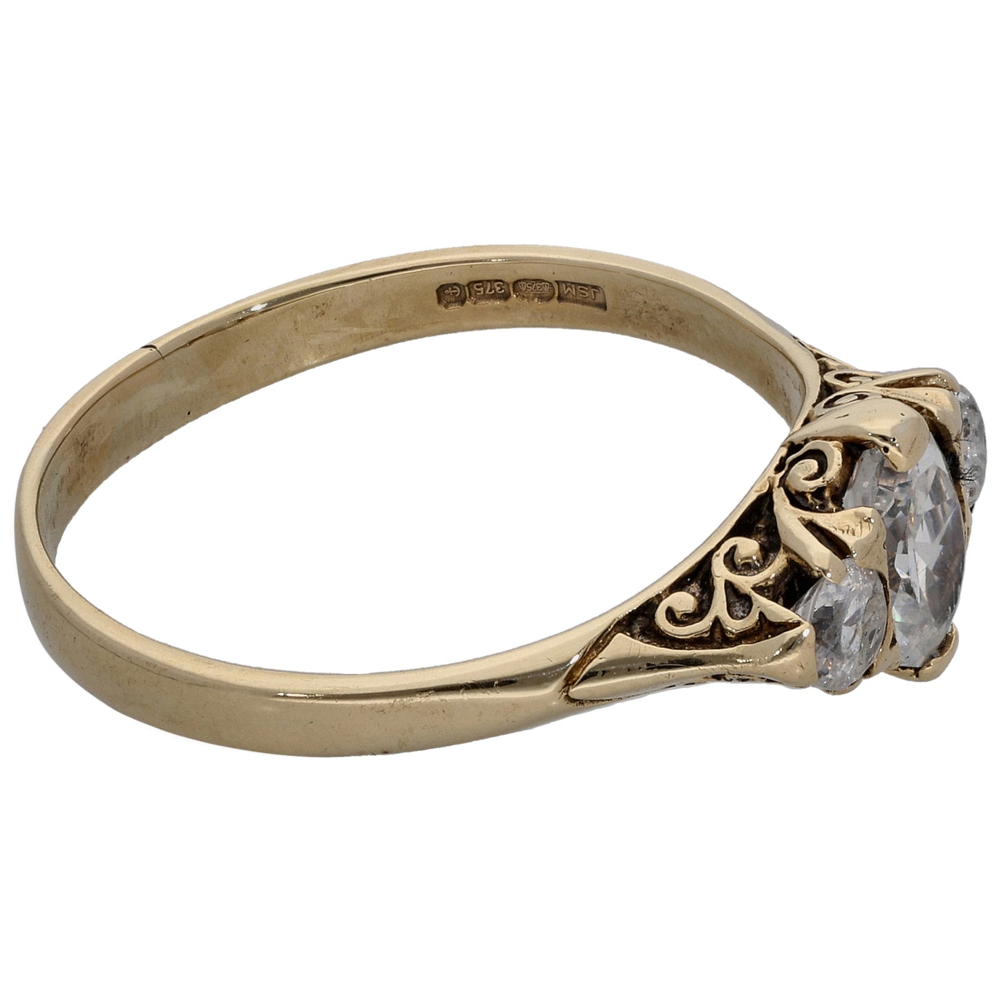 9ct Gold Cubic Zirconia Three Stone Ring Size U