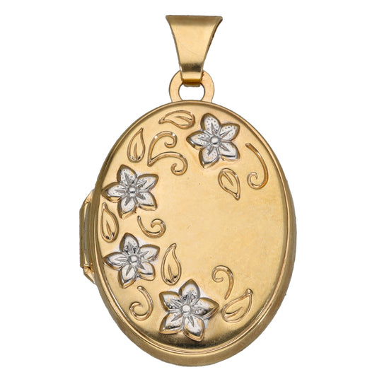 9ct Gold Patterned Locket Pendant