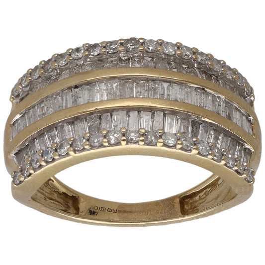 9ct Gold 1.78ct Diamond Cluster Ring Size J