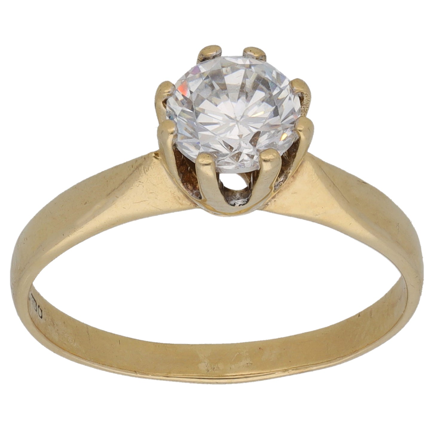 9ct Gold Cubic Zirconia Single Stone Ring Size N
