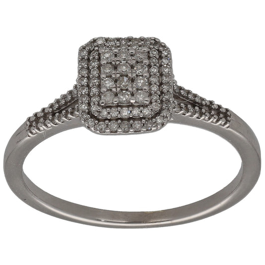 9ct White Gold 0.43ct Diamond Cluster Ring Size Q