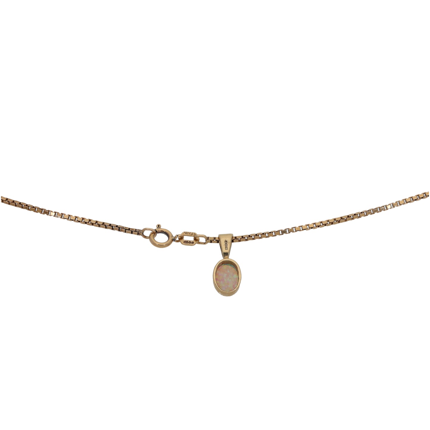 9ct Gold Opal Single Stone Pendant With Chain