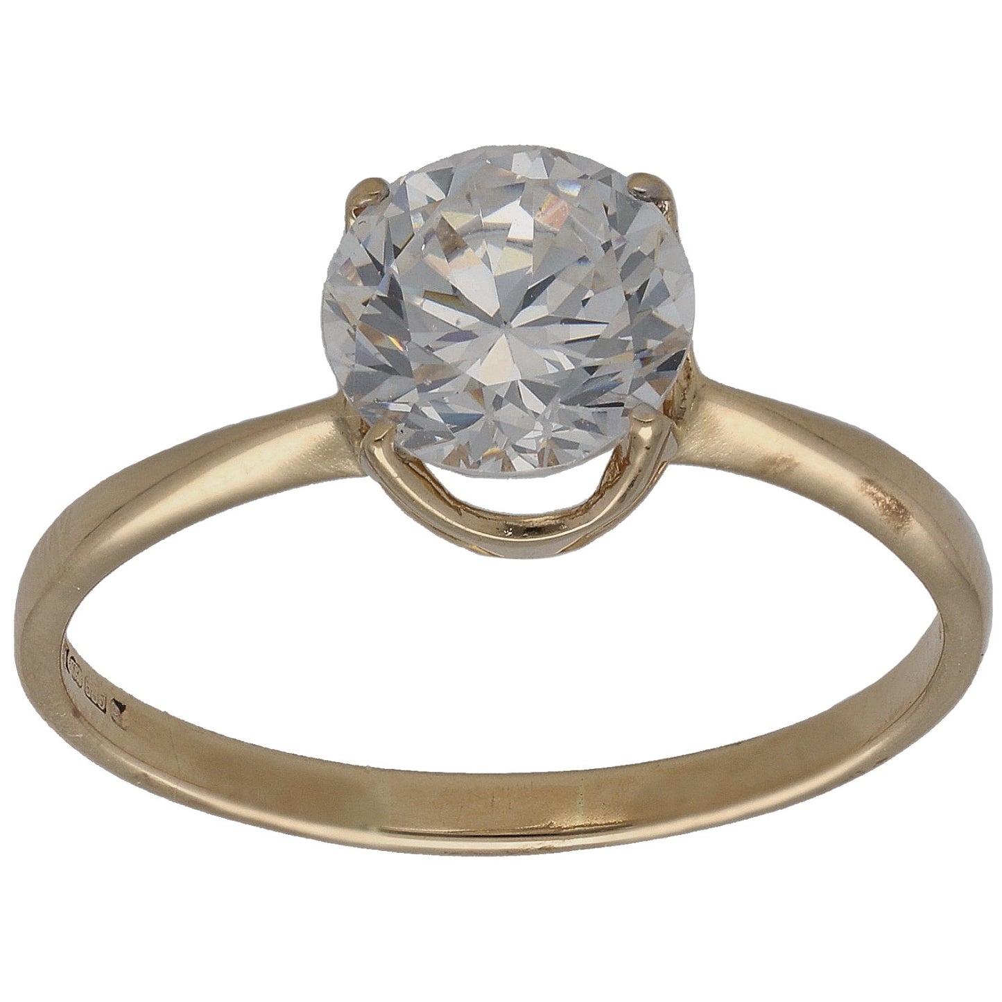9ct Gold Cubic Zirconia Single Stone Ring Size T