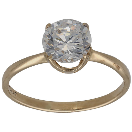 9ct Gold Cubic Zirconia Single Stone Ring Size T