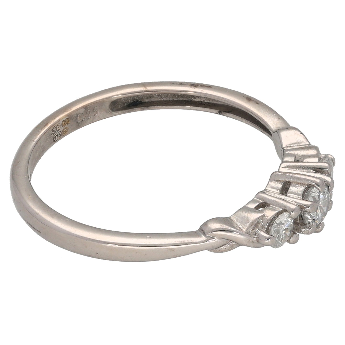 9ct Gold 0.25ct Diamond Trilogy Ring Size L