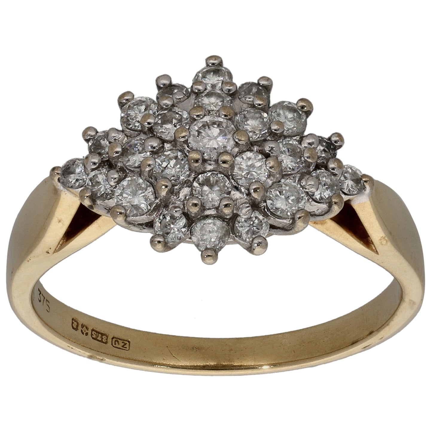 9ct Gold 0.46ct Diamond Cluster Ring Size N