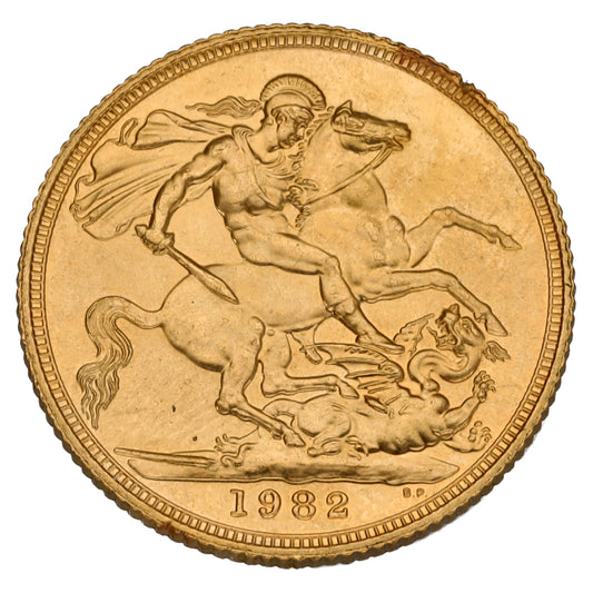 22ct Gold Queen Elizabeth II Full Sovereign Coin 1982