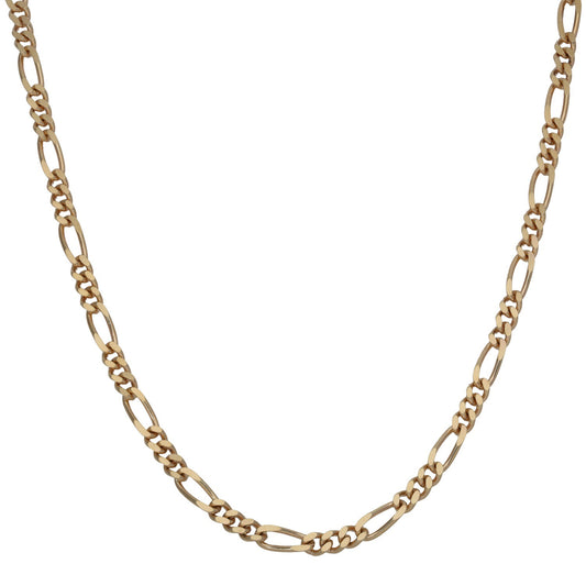 Gold Figaro link chain necklace, 20-inch length