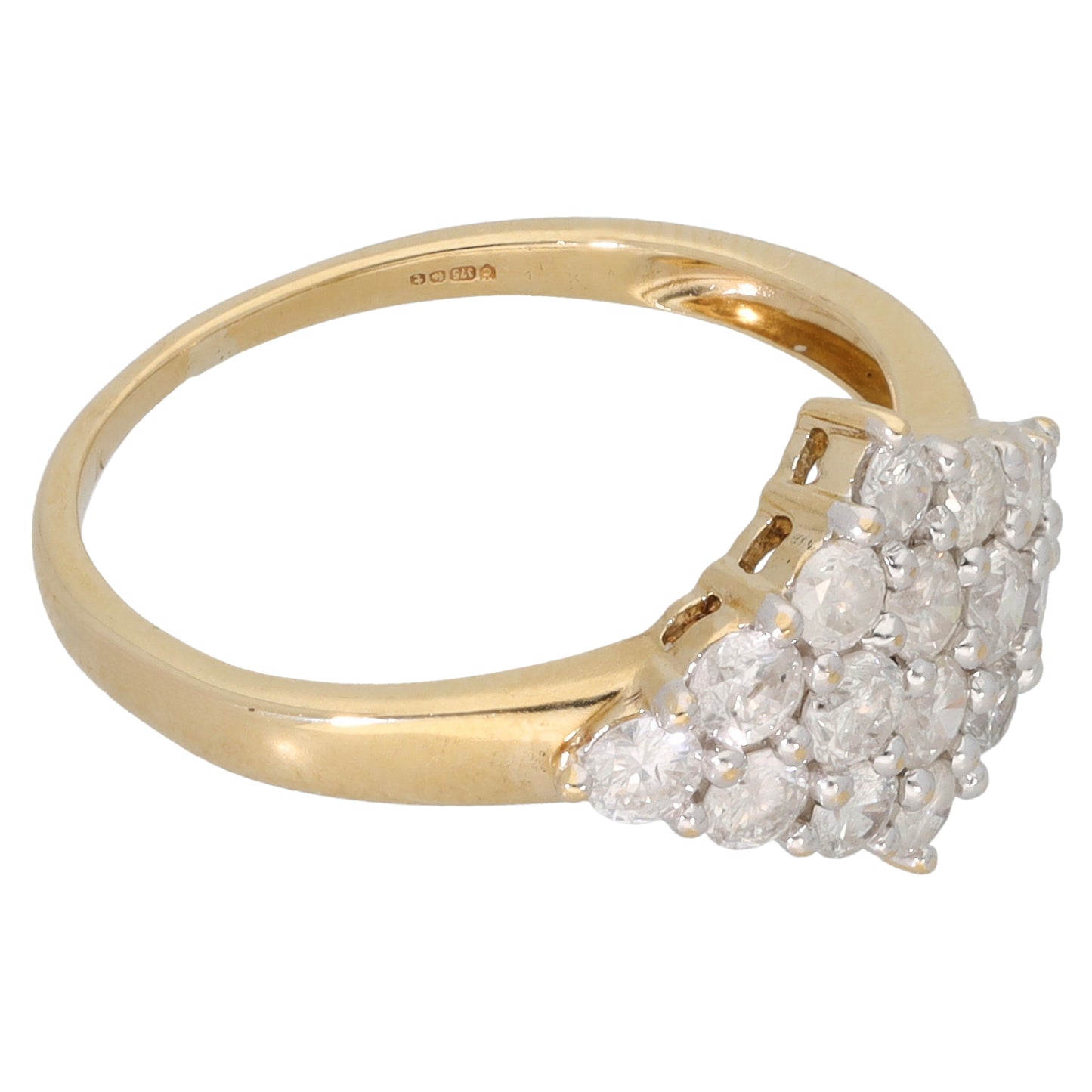 9ct Gold 1.12ct Diamond Dress/Cocktail Ring Size N