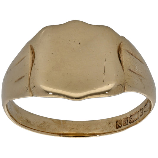 9ct Gold Plain Signet Ring Size R