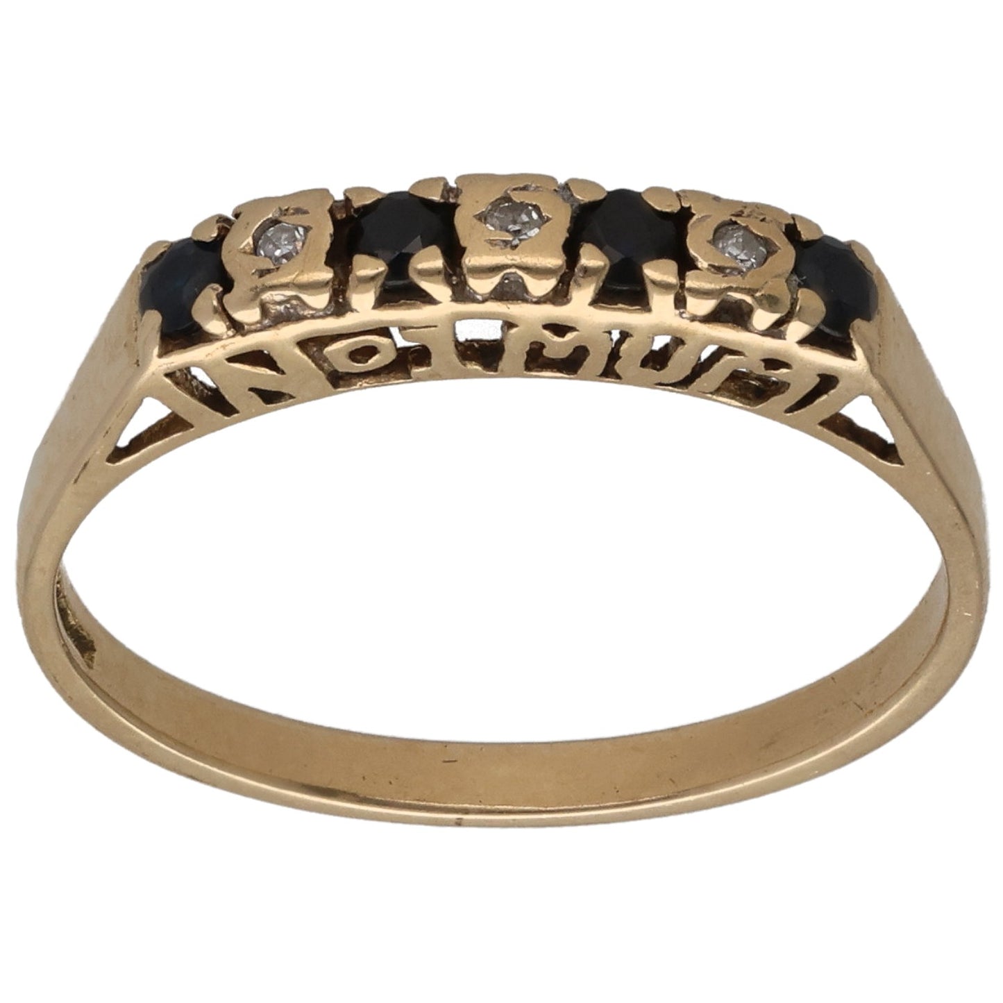 9ct Gold Sapphire & 0.015ct Diamond Half Eternity Ring Size N